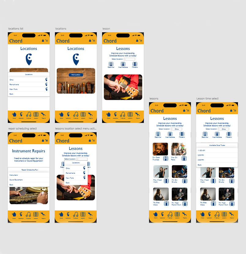 Final current screens for the chord app continued