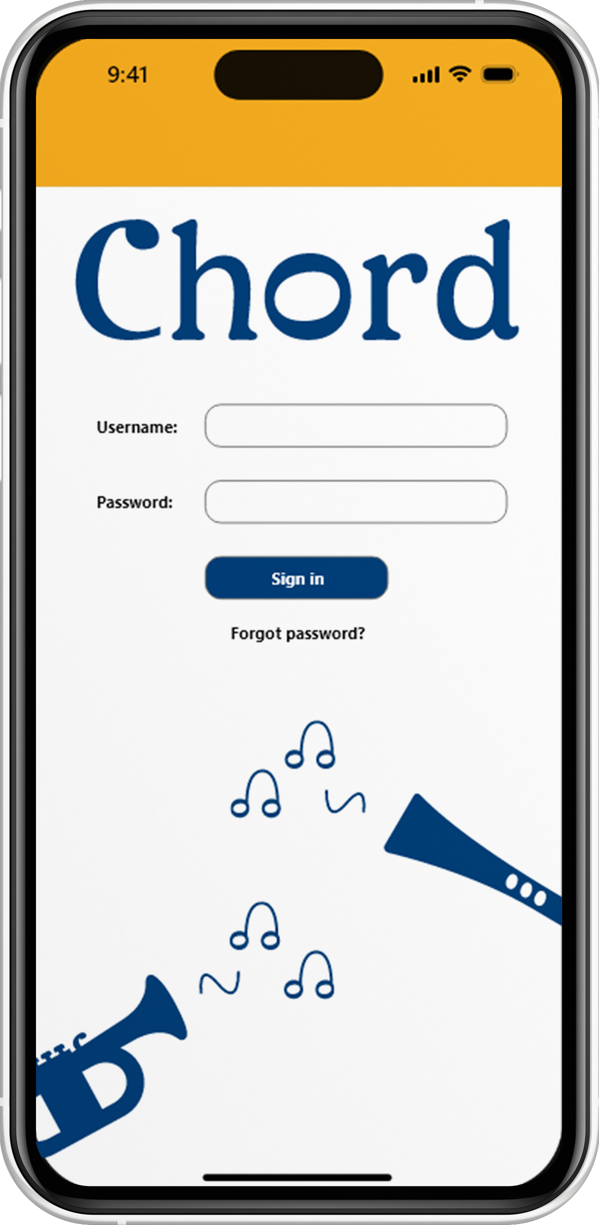 Login menu for the chord app