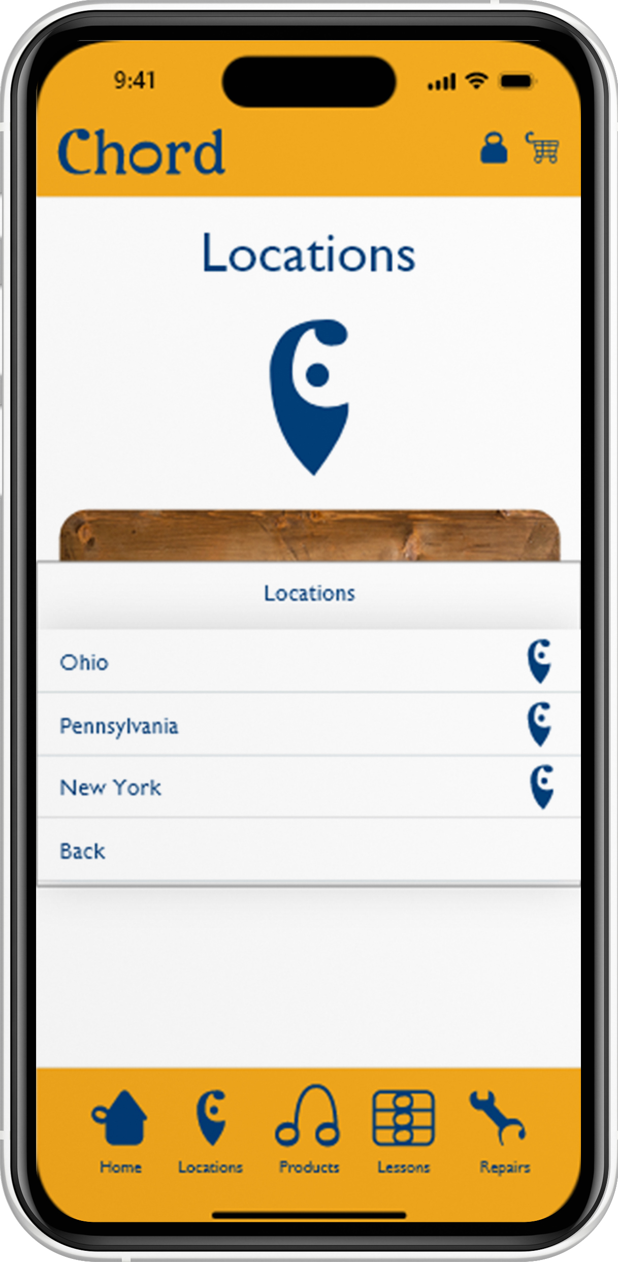 Location Select Screen Display