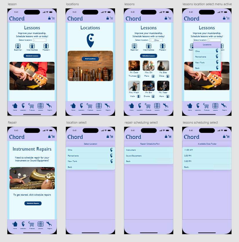 Chord app screens  version 2 continued